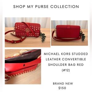Michael Kors Red Studded Shoulder Bag